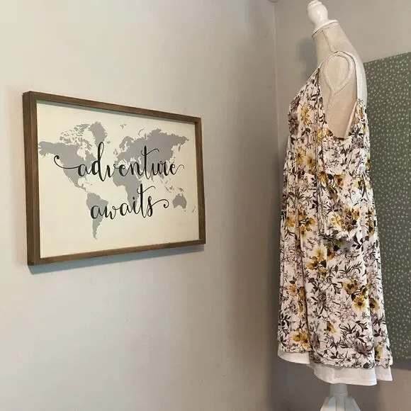 Torrid Ivory Floral Print Lace Trim Cold Shoulder Midi Dress Size 2 - Picture 6 of 13